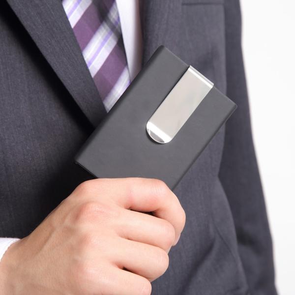 送料無料 クレジット カードケース 薄型 スライド式 スキミング防止 クリップ付き 磁気防止 5枚 収納 入れ マネークリップ 財布 メンズ レディース