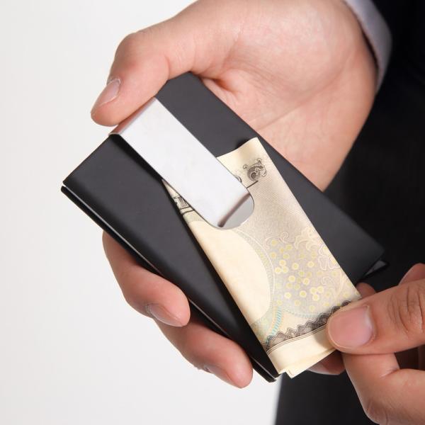 送料無料 クレジット カードケース 薄型 スライド式 スキミング防止 クリップ付き 磁気防止 5枚 収納 入れ マネークリップ 財布 メンズ レディース