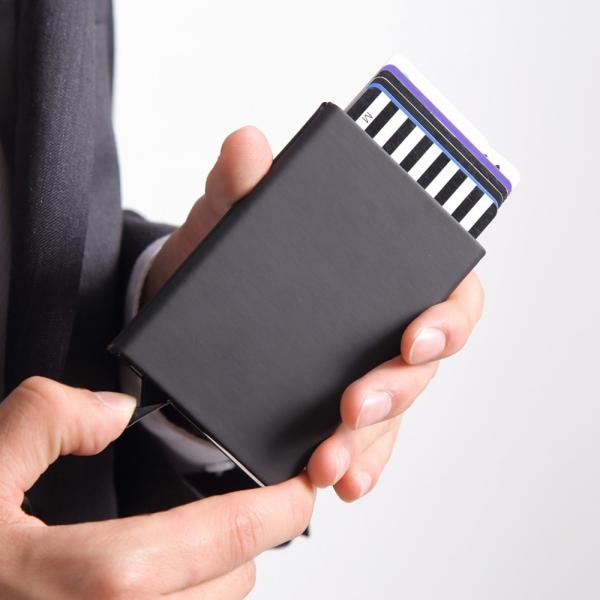 送料無料 クレジット カードケース 薄型 スライド式 スキミング防止 クリップ付き 磁気防止 5枚 収納 入れ マネークリップ 財布 メンズ レディース