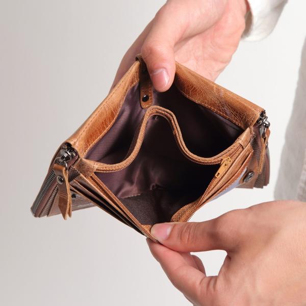 財布 メンズ 二つ折り財布 男性 小銭入れ ミニ財布 本革 定期入れ ヴィンテージ さいふ 高機能 メンズ 札入れ 牛革 ライク ミニマム ウォレット アンティーク