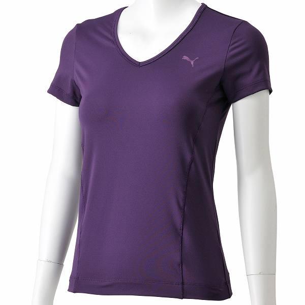PUMA：プーマ レディース GYM TEE 510227 05●Ｔシャツ ブラックベリーコーディアル