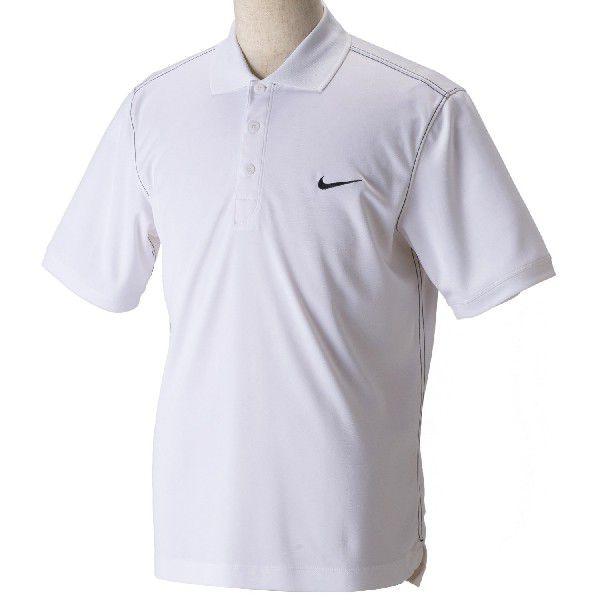 難あり●ナイキゴルフ：NIKE Golf ドライフィットバンデッドスリーブ SSポロ 411203 100 ホワイト/ダークグレー