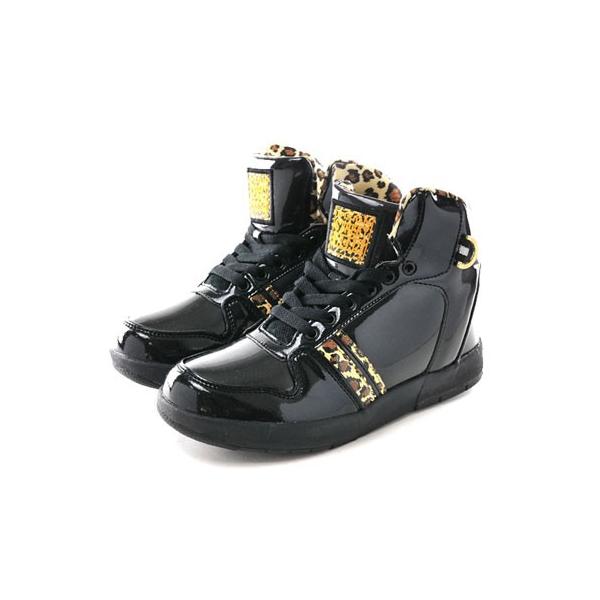 VISION：ヴィジョン【MULBERRY MID】MCR-418 ダンスシューズ ハイカット スニーカー●ブラック/ゴールド レオパード