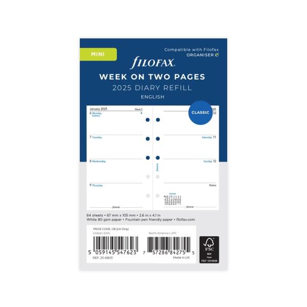 FILOFAX 2025年 システム手帳リフィル M5 見開き1週間 月-日 25-68121