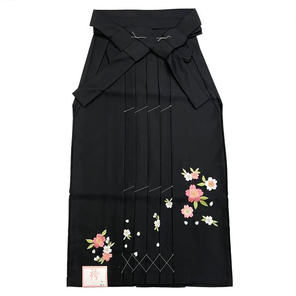 袴 女袴 No.04 黒 桜柄 刺しゅう入り 87cm S 小柄な女性 ジュニア 女の子 卒業式 在庫処分品 【宅配便】