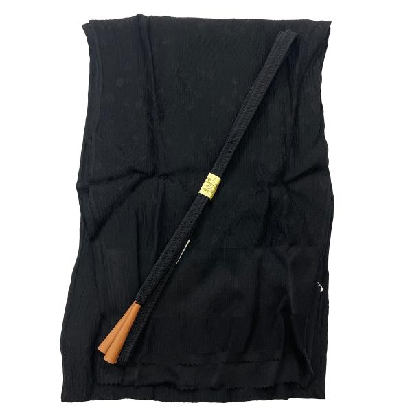 帯揚げ帯締めセット No.208 黒 喪服用 葬式 法事 在庫処分品 【pos】