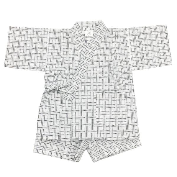 甚平 子供用 男の子 No.t 白 刺し子 刺子 籠目 100cm 子ども じんべい じんべえ 夏祭り 花火大会 【pos】