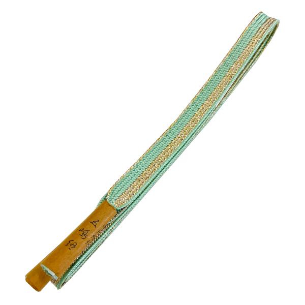 帯締め 正絹 五嶋紐 No.9001 青竹色 金 平組 在庫処分品 【pos】
