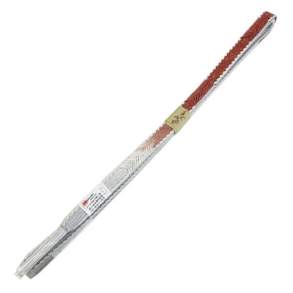 帯締め 正絹 No.9009 灰青色 海老茶色 平組 在庫処分品 【pos】