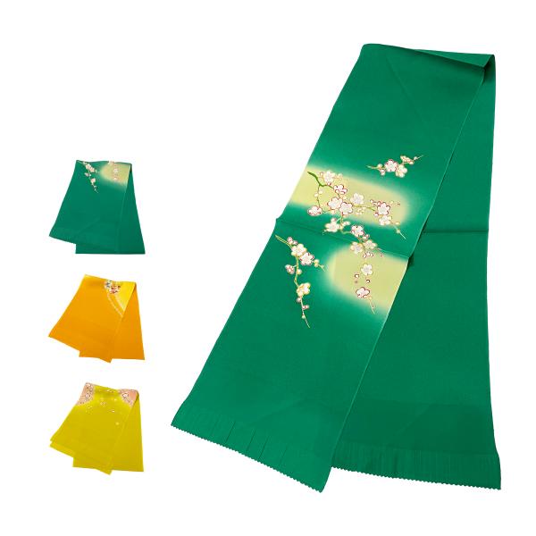 子供 帯揚げ No.fad001 緑 黄色 山吹色 芥子色 正絹 七五三 在庫処分品 【cp】