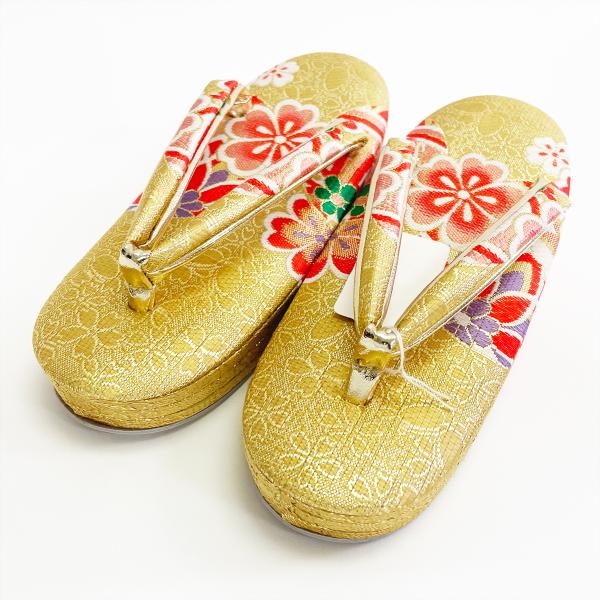 草履 子供 女の子 No.27 金 ゴールド 花柄 18cm 七五三 和装 お正月 ひな祭り 在庫処分品 【宅配便/LE】