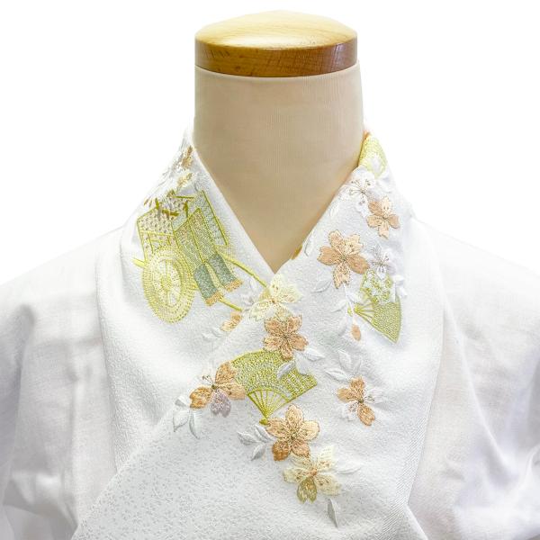 半衿 刺繍 刺しゅう ししゅう No.44 白 うすだいだい 若菜色 桜 テイジン シルフィル 成人式 卒業式 在庫処分品 【cp】
