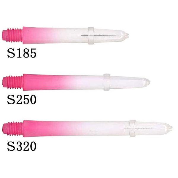 ■3本入り(Lリング付)●純国産シャフトフライトとの隙間をなくし、ティップをすべりこませ圧倒的な弾かれづらさを実現※商品により染まり具合にばらつきがございますので予めご了承の上、ご購入下さい業　種：シャフト ] LARO グラデーション（ラ...