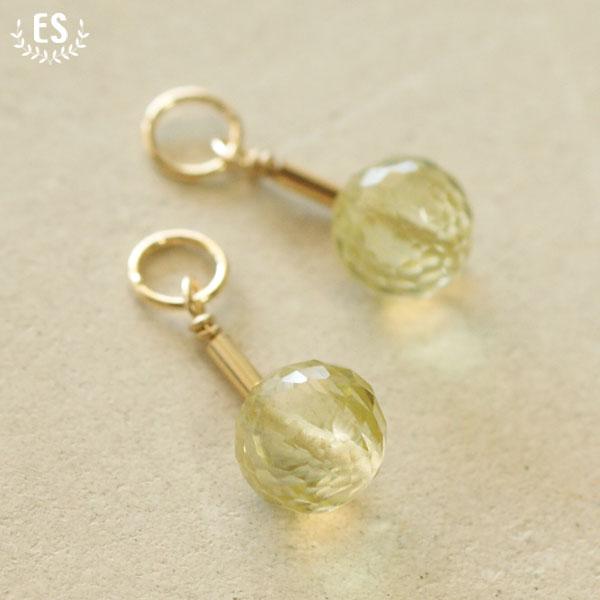 セール K18 レモンクォーツ オニオン ピアスチャーム イヤリング  