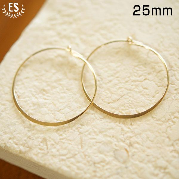 14KGF フープピアス フラット 【25mm】 アメリカ製 2サイズ 20mm 