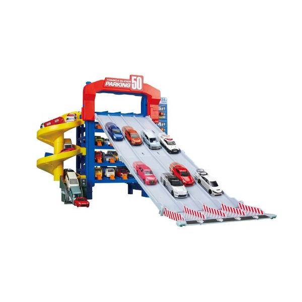 他サイト： トミカ スライダーパーキング50(通常版)【日本おもちゃ大賞2023 アクション・トイ部門 大賞】 収集 車両 セット 50 収納 駐車場 最大 ロングスライダ....の商品画像