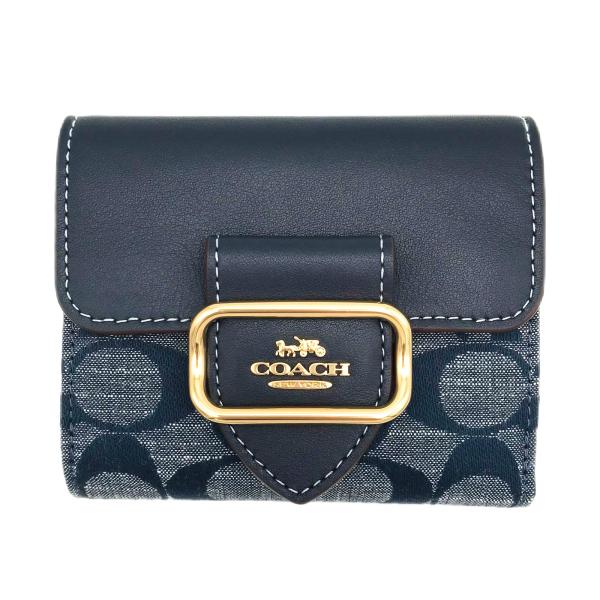 美品 ❗️COACHコーチスモールモーガンウォレットシグネチャーシャンブレー 財布 コーチ COACH コーチ 財布 COACH アウトレット シグネチャー