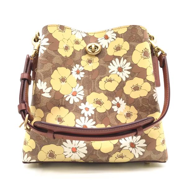 COACH / ウィロウ/シグネチャー/バケット/フローラル/ショルダーバッグ/レザー/BRW/花柄/C9722 COACH（コーチ） バッグ ☆COACH☆ ウィロウ バケットバッグ