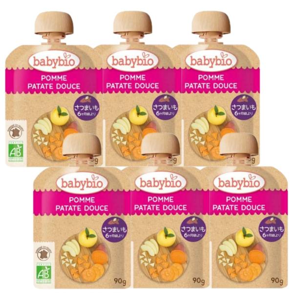 6個セット ベビービオ babybio 有機 ベビースムージー 90g (アップル・スイートポテト) スムージー オーガニック フルーツ 無添加 お出かけ 爆買