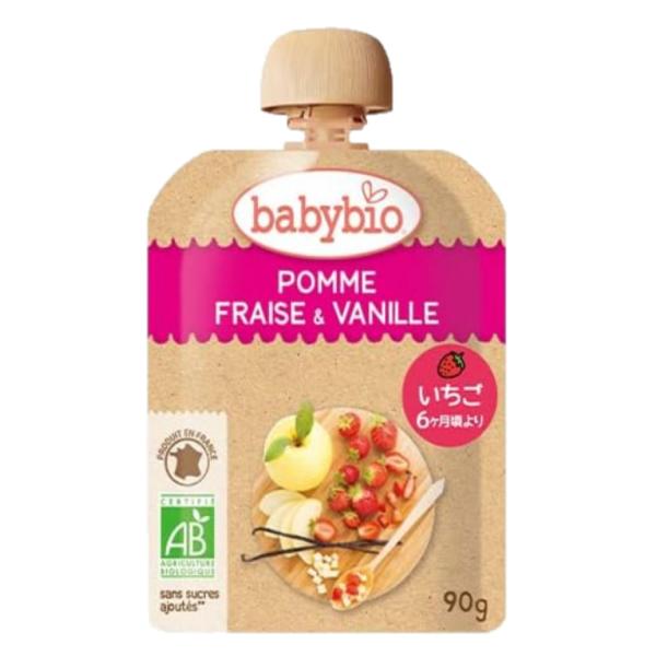 ベビービオ babybio 有機 ベビースムージー 90g (ストロベリー・バニラ) オーガニック フルーツ 無添加 お出かけ
