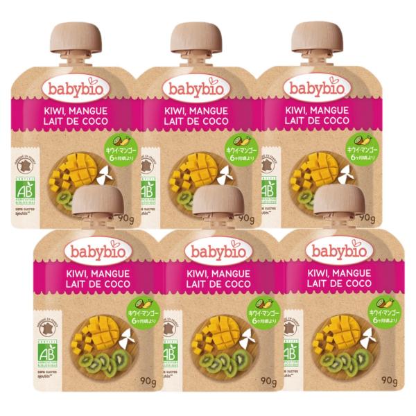 6個セット ベビービオ babybio 有機 ベビースムージー 90g (キウイ・マンゴー・ココナッツ) スムージー オーガニック フルーツ 無添加 お出かけ 爆買