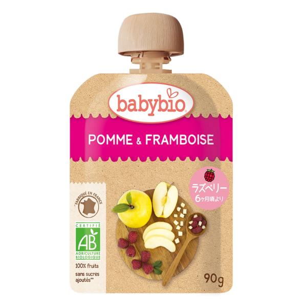 ベビービオ babybio 有機 ベビースムージー 90g (アップル・ラズベリー) オーガニック スムージー フルーツ 無添加 お出かけ 乳幼児規格適用食品