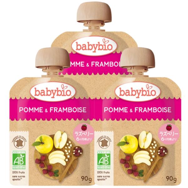 3個セット ベビービオ babybio 有機 ベビースムージー 90g (アップル・ラズベリー) オーガニック スムージー フルーツ 無添加 お出かけ 乳幼児規格 爆買