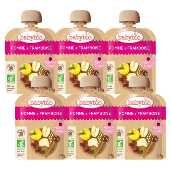 6個セット ベビービオ babybio 有機 ベビースムージー 90g (アップル・ラズベリー) オーガニック スムージー フルーツ 無添加 お出かけ 乳幼児規格食品 爆買