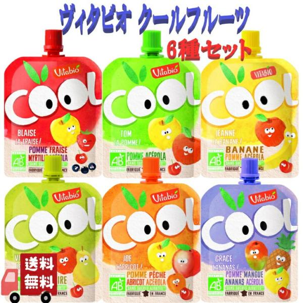 6個セット ヴィタビオ 有機 クールフルーツ 90g 6種セット (アップル・バナナ・マンゴー・いちご・洋なし・桃) オーガニック スムージー 無添加 爆買