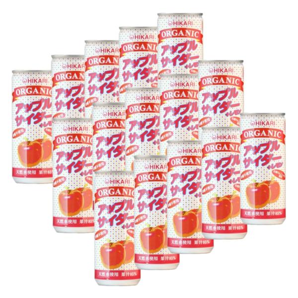 15本セット ヒカリ オーガニック アップルサイダー ＋ レモン 250ml 有機 砂糖不使用 果汁85％以上 天然水 無添加 香料 保存料 着色料 酸味料不使用 炭酸飲料