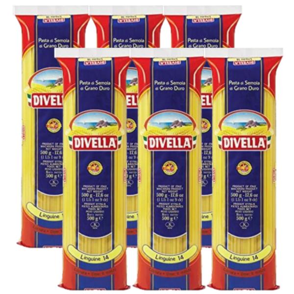 6個セット ディヴェッラ No.14 リングイネ 500g DIVELLA  ロングパスタ パスタ 乾燥パスタ 高品質 ゆで時間 約8分  デュラム小麦 イタリア