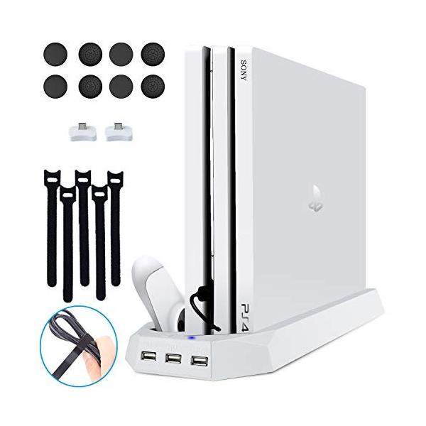 Ps4 Pro Slim 両用縦置きスタンド コントローラー2台充電 Usbハブ3ポート 冷却ファン2基付き ホワイト Www Wearefromdust Org