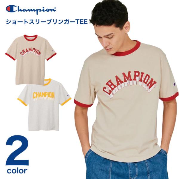 CHAMPION �`�����s�I�� T�V���c ���� �J�b�g�\�[ �����K�[ �g�b�v�X �R�b�g�� ������� �f�U�C�� �v�����g �t �� �N���[�l�b�N C3-D322 ���i�摜