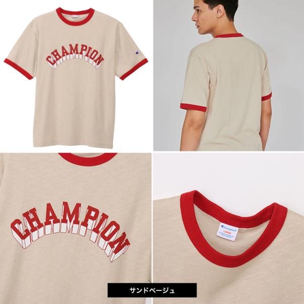 CHAMPION �`�����s�I�� T�V���c ���� �J�b�g�\�[ �����K�[ �g�b�v�X �R�b�g�� ������� �f�U�C�� �v�����g �t �� �N���[�l�b�N C3-D322 ���i�摜2