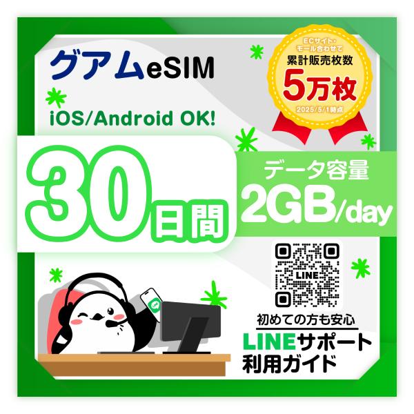 グアム旅行に最適30日間2GBデータ通信専用eSIM