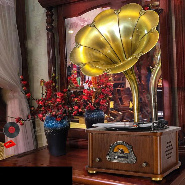 ヴィンテージ木製 蓄音機 フラワーホーンデザイン ヴィンテージ木製 蓄音機 フラワーホーンデザイン ヴィンテージ
