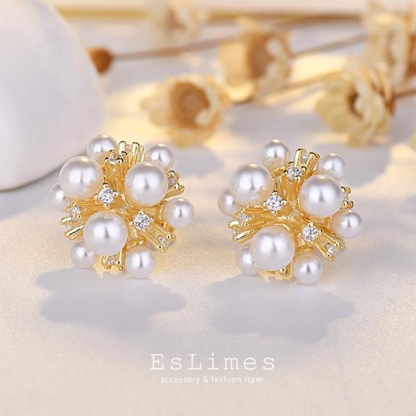 ピアス レディース パール お花 フラワー ゴールド スタッド 18kgp 