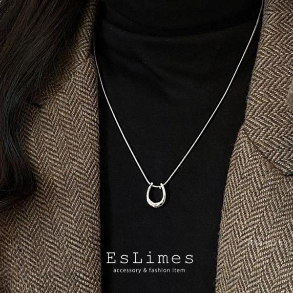 ネックレス レディース 馬蹄 ラッキーモチーフ ステンレス アレルギー対応 シンプル シルバー 30代 40代 50代 女性 おしゃれ カジュアル 人気 ポイント利用