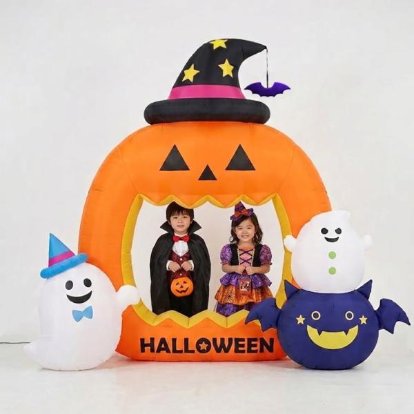ハロウィン フォトスポット エアーディスプレイ パンプキン 210×240cm LED 光る かぼちゃ 飾り イベント 店舗装飾 友愛玩具 HW-1033
