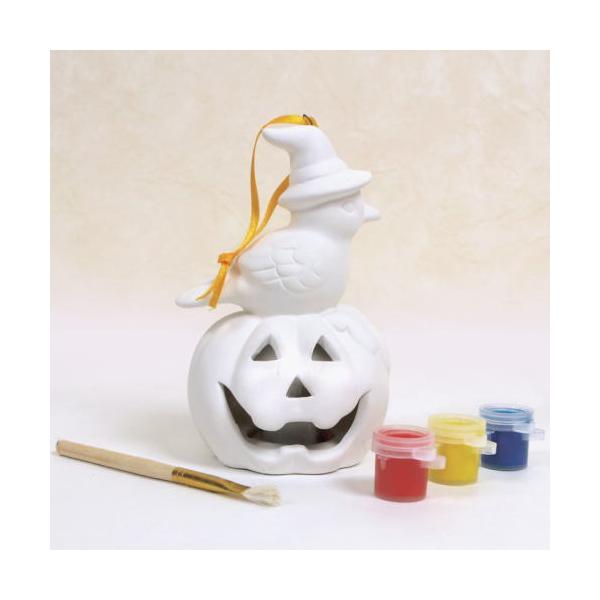 ハロウィン ペイントオーナメント パンプキンバード LED付き ペイントキット 絵の具付き 飾り 友愛玩具 HW-1207