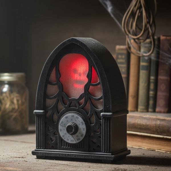 ホラーラジオ ハロウィン 飾り ディスプレイ 友愛玩具 HW-1315 アンティーク調 光センサー 音声 音楽 コレクション ギフト プレゼント