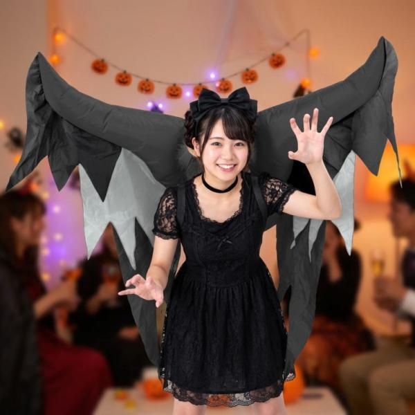 ハロウィン コスプレ 仮装 エアーブローデビルウィング ブラック 空気で膨らむ 羽根 電池式 友愛玩具 HW-1749