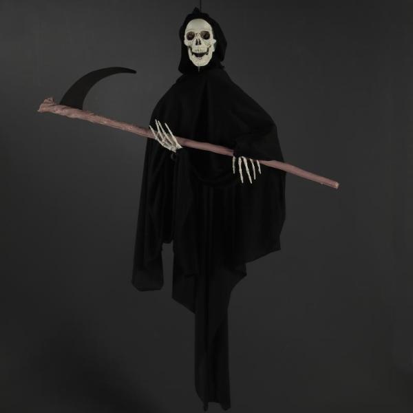 ムービングブランコリーパー with Scythe 死神 ハロウィン 飾り 動く 音に反応 光る 友愛玩具 HW-2030
