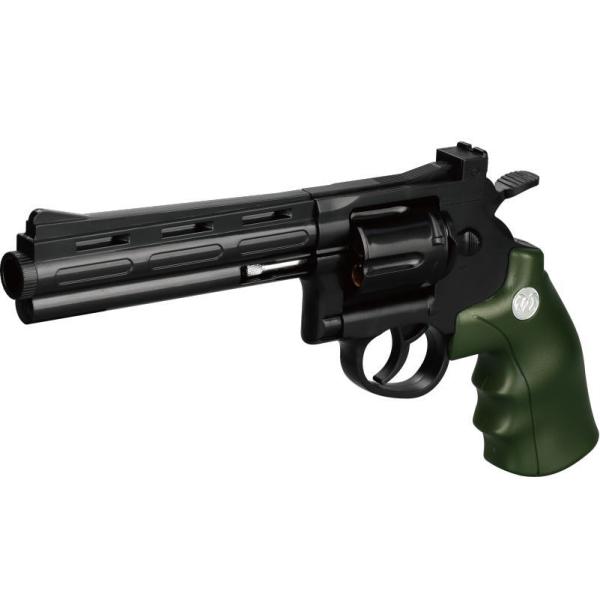 シリンダーを開けて弾込めと薬莢の排出がリアルに楽しめる！【セット内容】本体×1、弾丸×10、薬莢×6 ●サイズ/本体：275×140×39（mm）●対象年齢/10才以上 ●発売元/友愛玩具