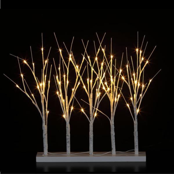 LED5連ホワイトブランチツリー クリスマス イルミネーション 80球 常灯 防滴 友愛玩具 WG-25410