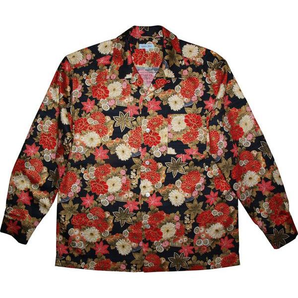 メンズ和柄長袖アロハシャツ Mdd001黒地に赤い花柄 L Buyee Buyee Japanese Proxy Service Buy From Japan Bot Online