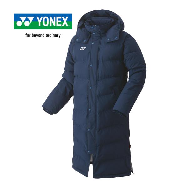 YONEX フード付きロングベンチコートユニМ YONEX ヨネックス ベンチコート 90073 019 ネイビーブルー メンズ