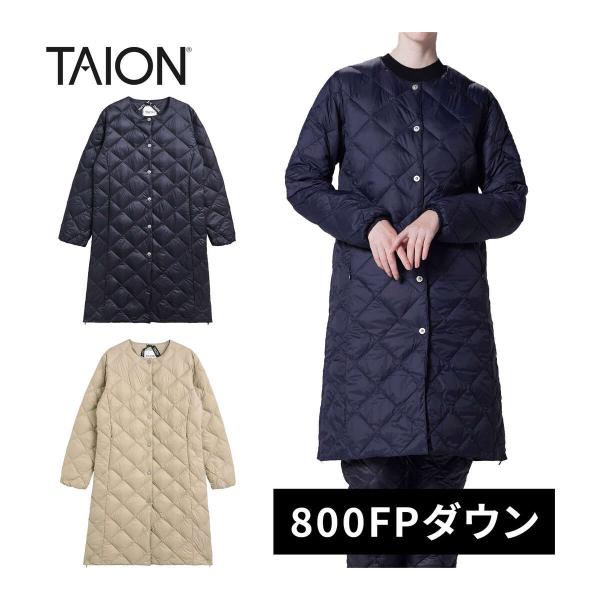 TAION（タイオン） シティ クルーネック ロングダウンコート TAION