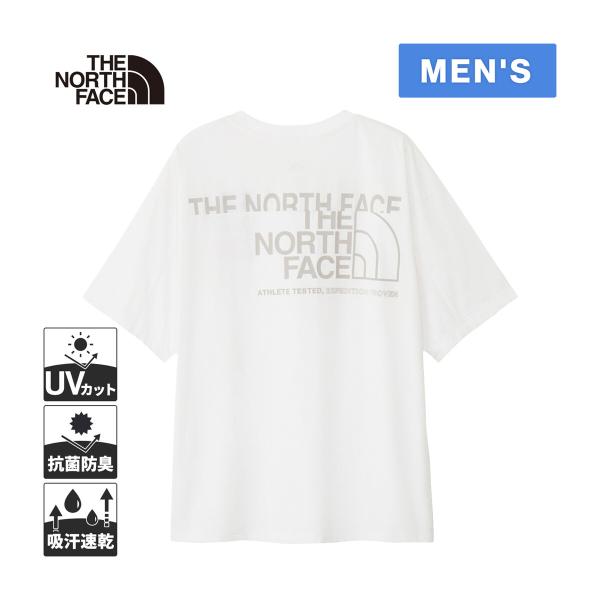 ザ・ノース・フェイス ショートスリーブイーエスロゴワイドティー NT32585 W ホワイト メンズ 2025春夏モデル tシャツ 半袖 速乾 UVカット 抗菌加工 プリント