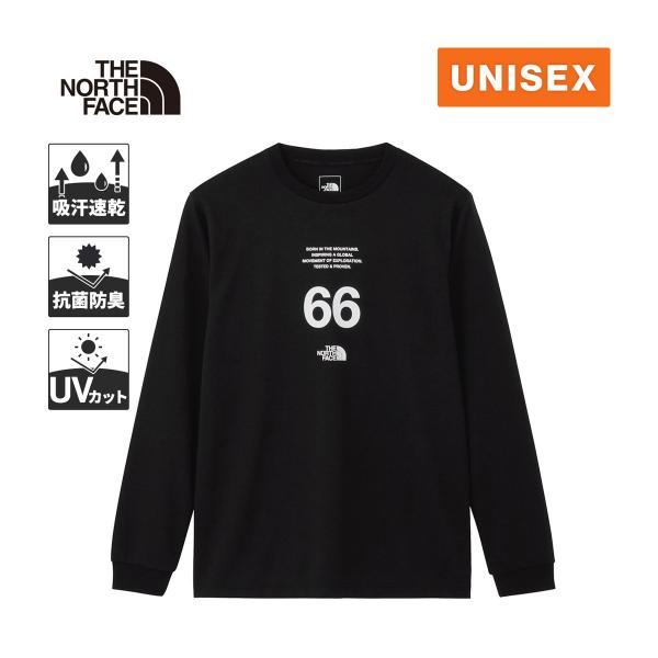 ★最大2,000円OFFクーポン 8日〜12日★ ザ・ノース・フェイス ロングスリーブ66ステイトメントクルー NT82689 K ブラック メンズ レディース 2026秋冬モデル